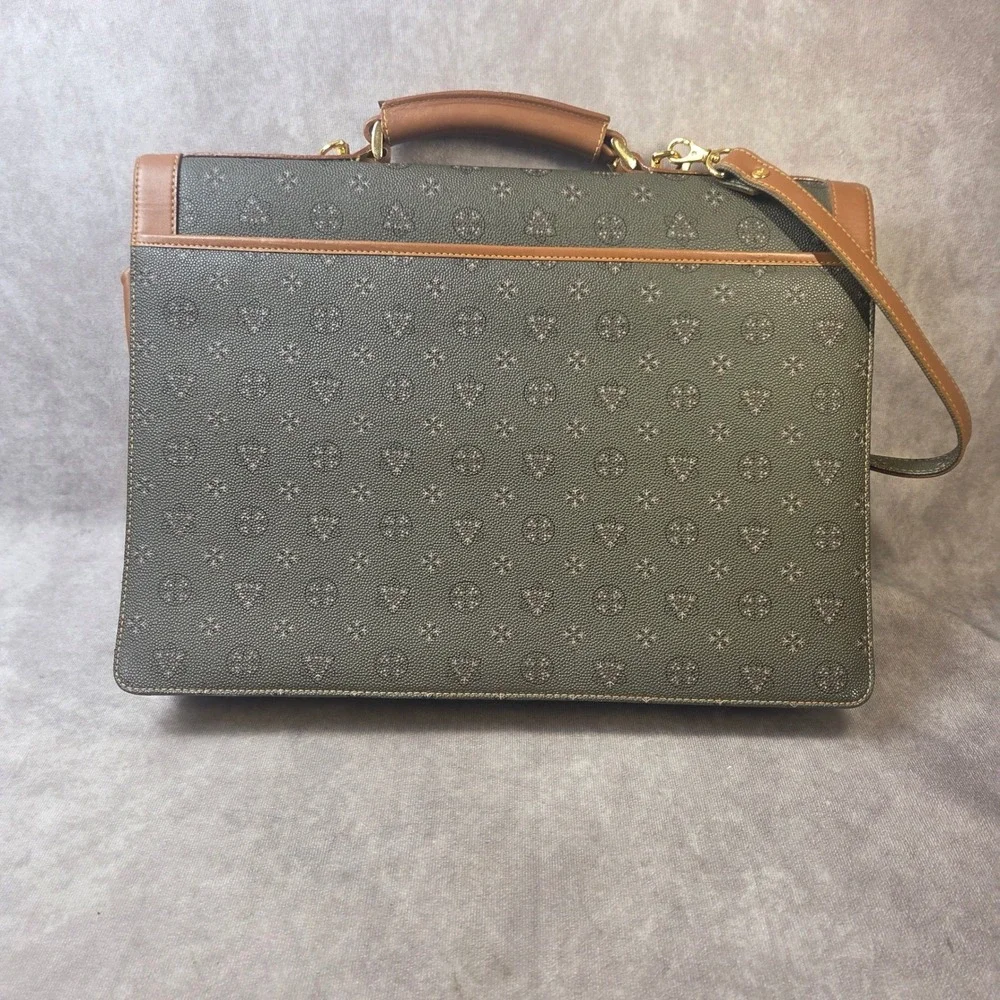 Christian Raguerre Italy Vintage Briefcase Olive Green Tan Leather Amiet Lock